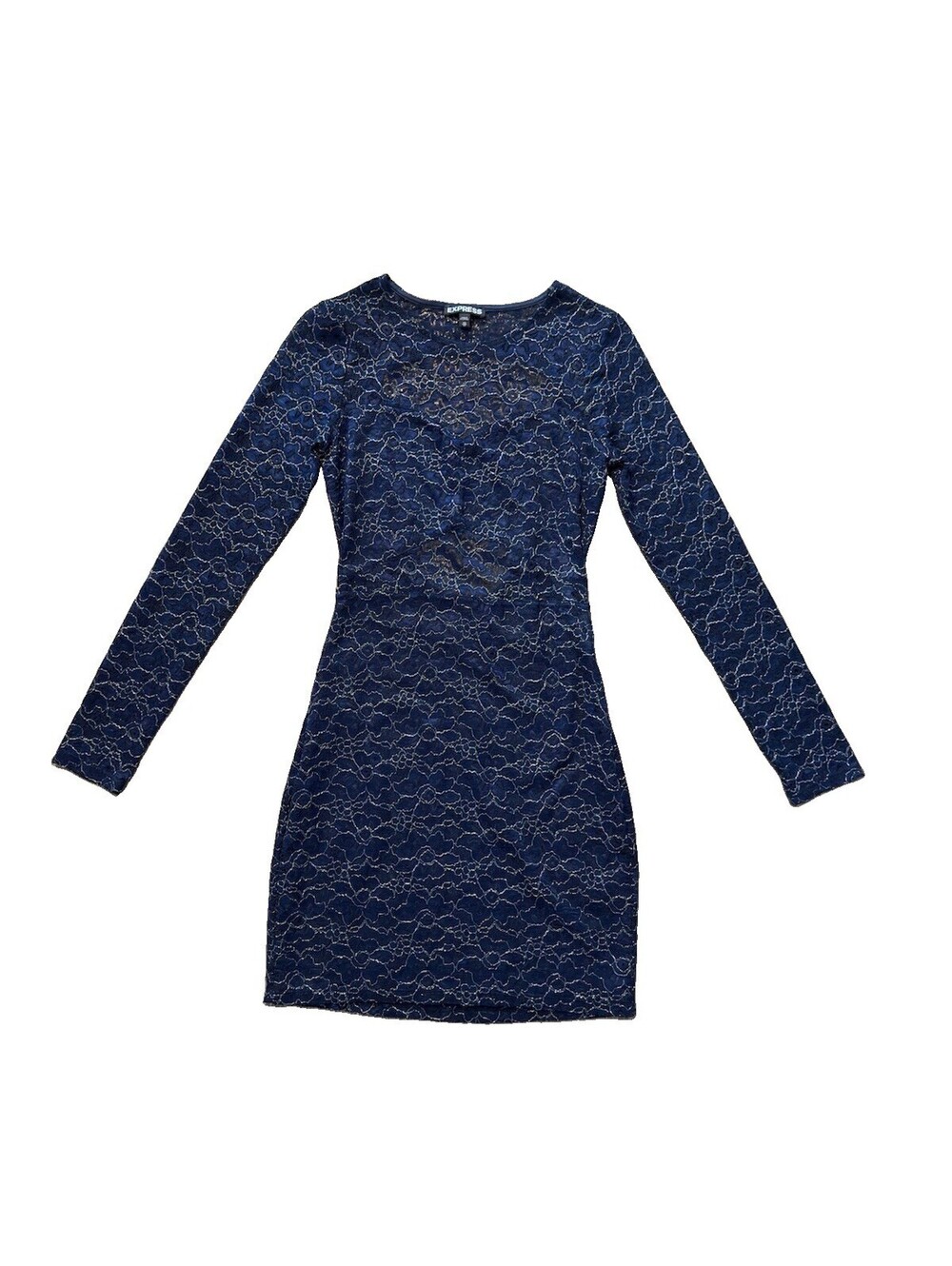 Dress | W | Express | Blue Long Sleeve | XS | Formal | Open Back | Cutout